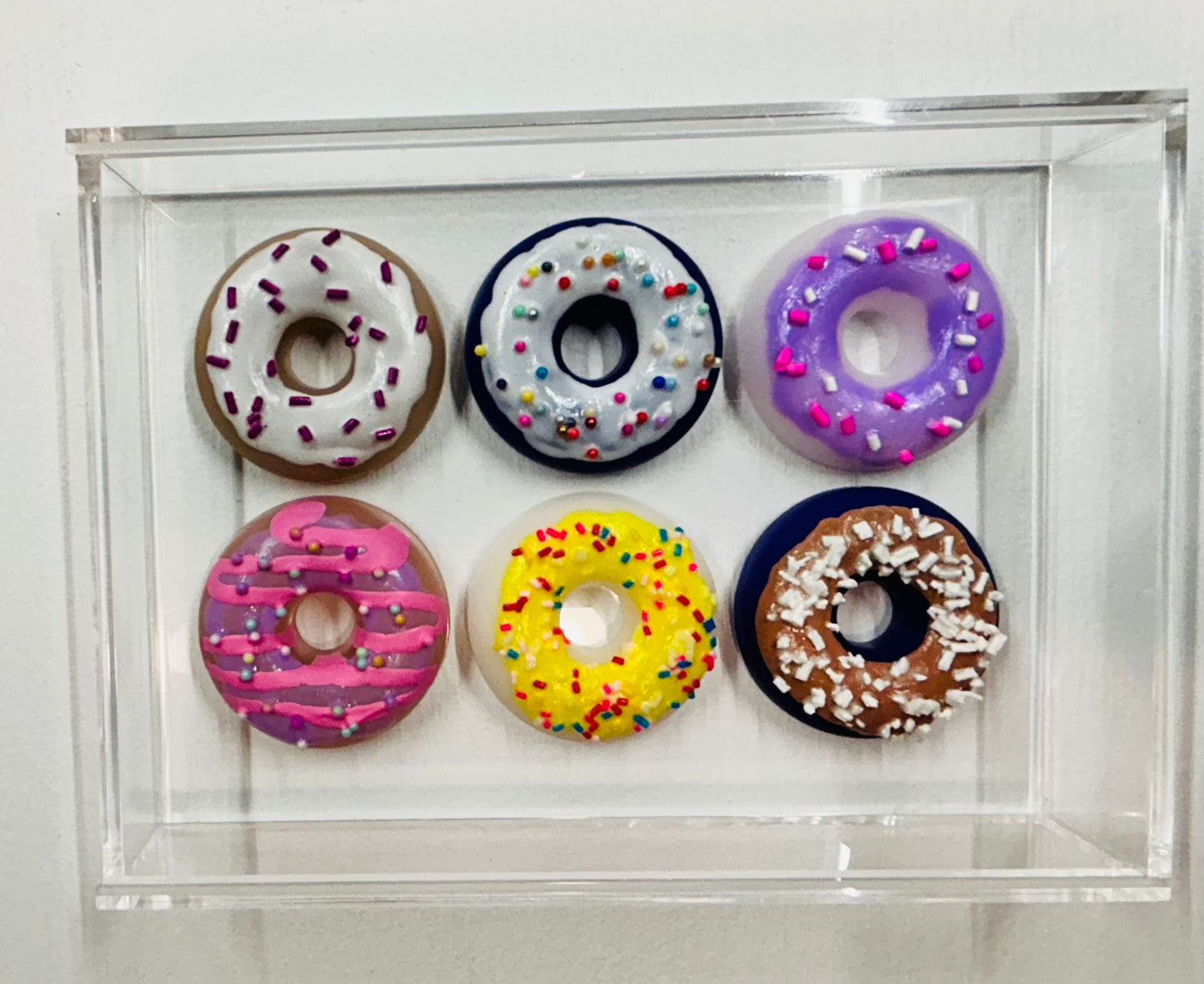 Resin and Acrylic 6 Donut Art, 5 x 7, Multi-Color (CIR021)