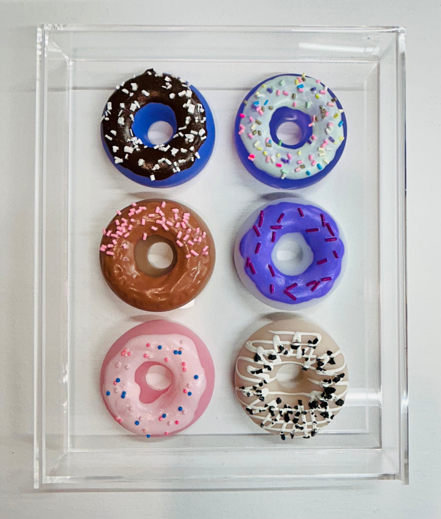 Resin and Acrylic 6 Donut Art, 8 x 10, Multi-Color (CIR020)