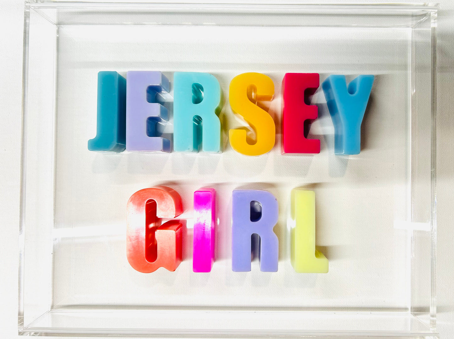 Resin and Acrylic "Jersey Girl" Sign, 8 x 10 Multi-color (CIR040)