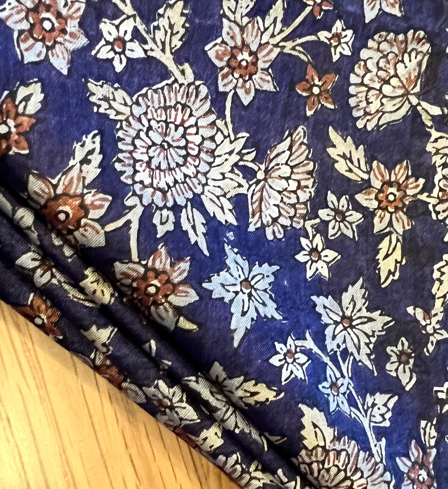 Serena Sari Scarf | Dark Blue Floral