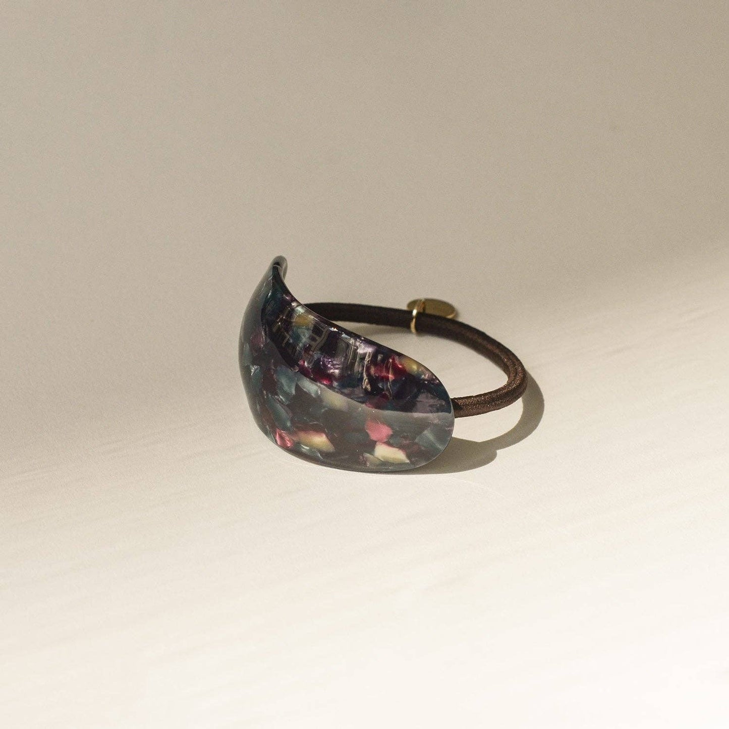 Curved Oval Resin Ponytail Hair Tie | Midnight Blue