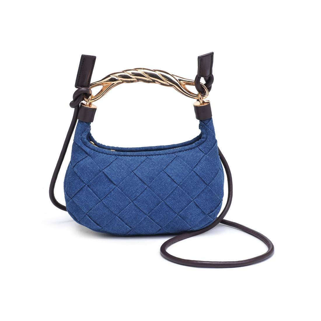 Yvette Woven Crossbody: Denim Brown