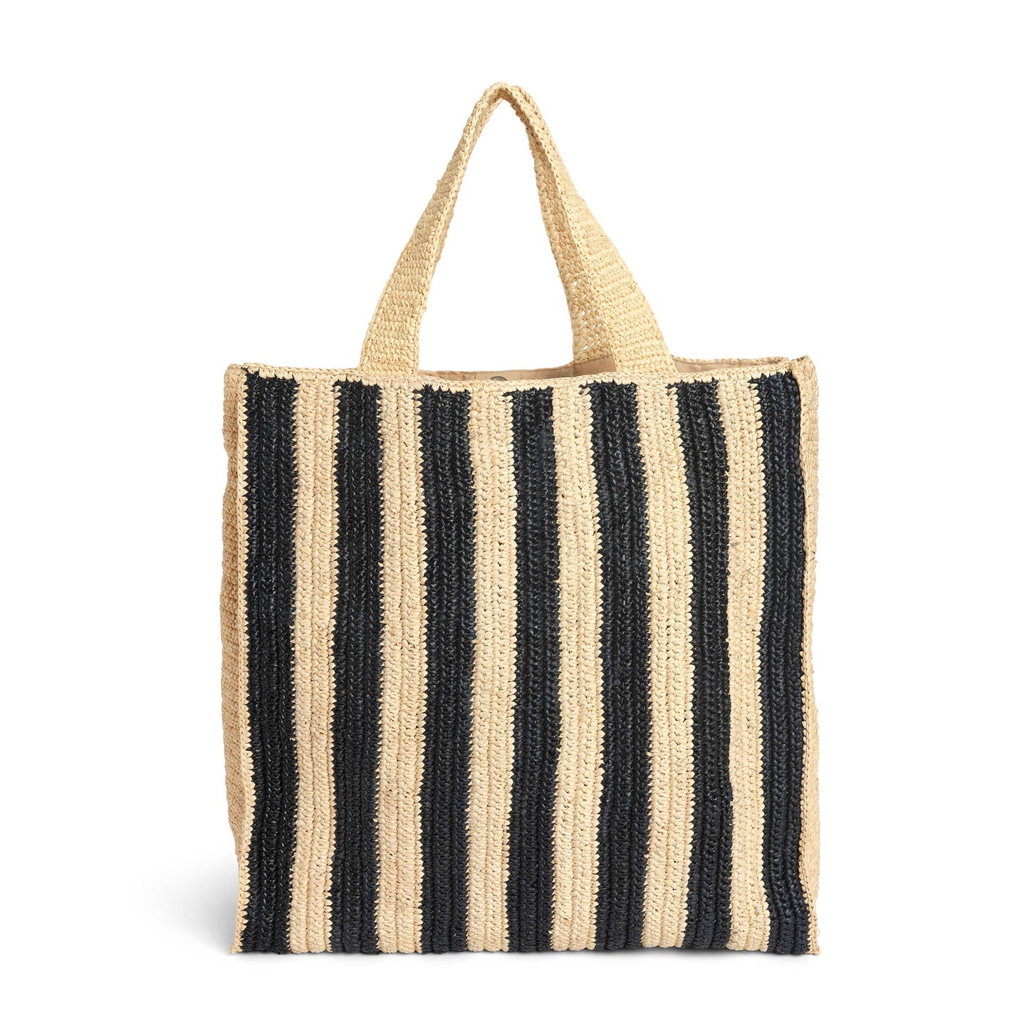 Raffia Stripe Basket - Natural/Black