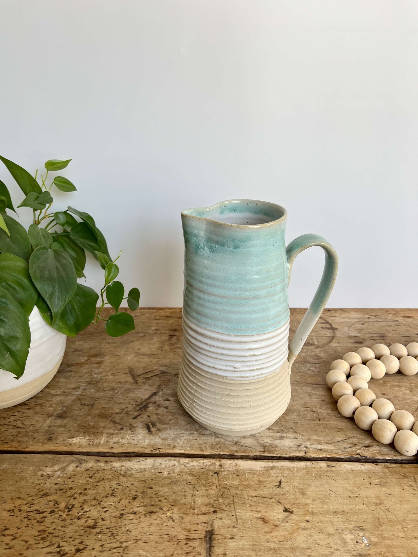 Tall Ceramic Pitcher ~ White