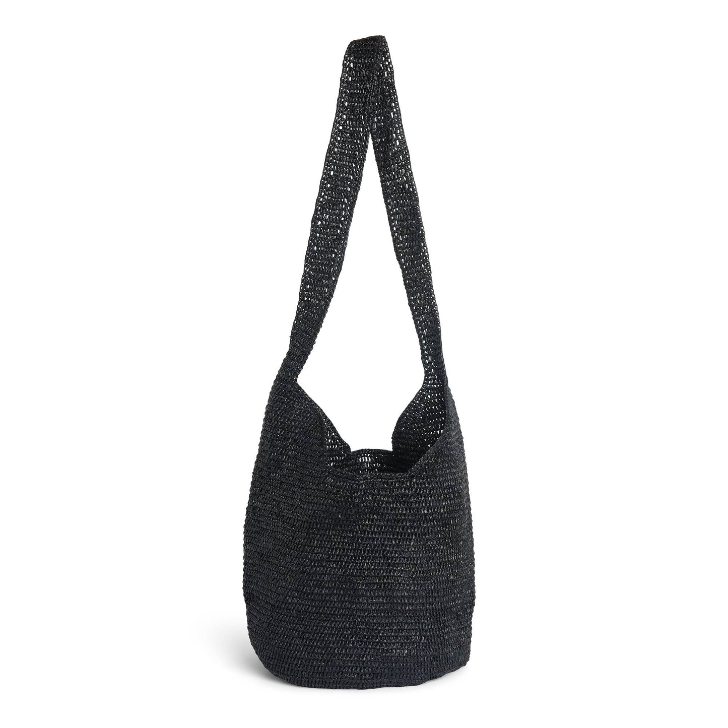 Raffia Cross Body Basket - Black