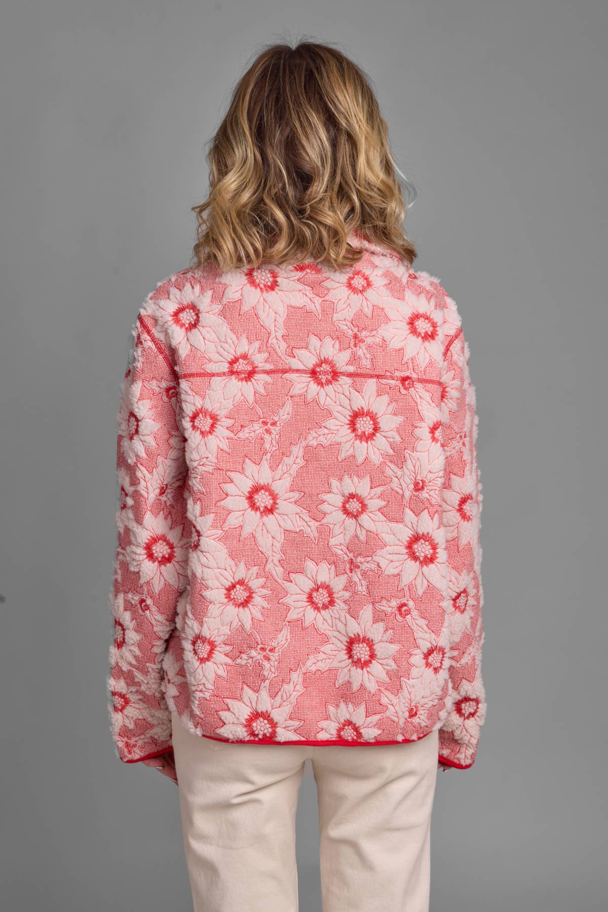 Floral Sherpa Jacket | Black & White