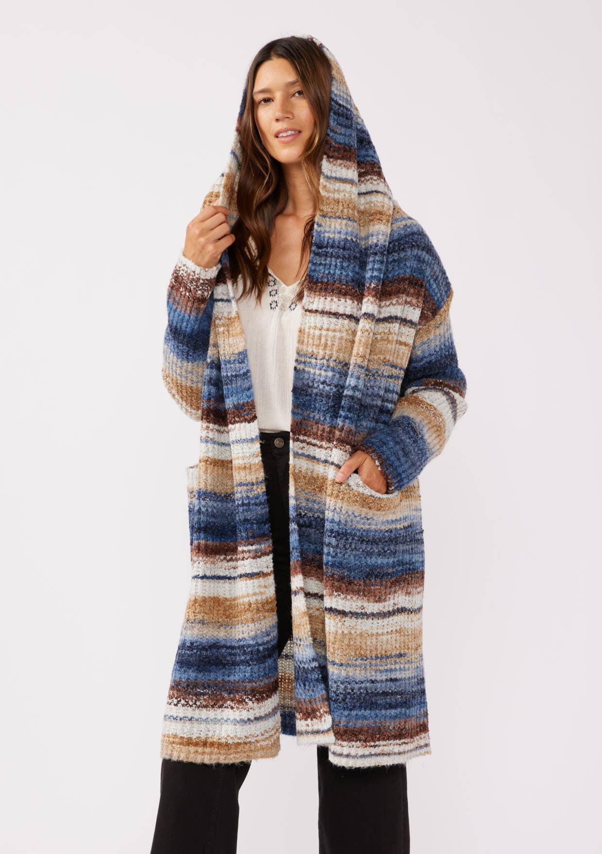 Hooded Sweater | Navy Stripe