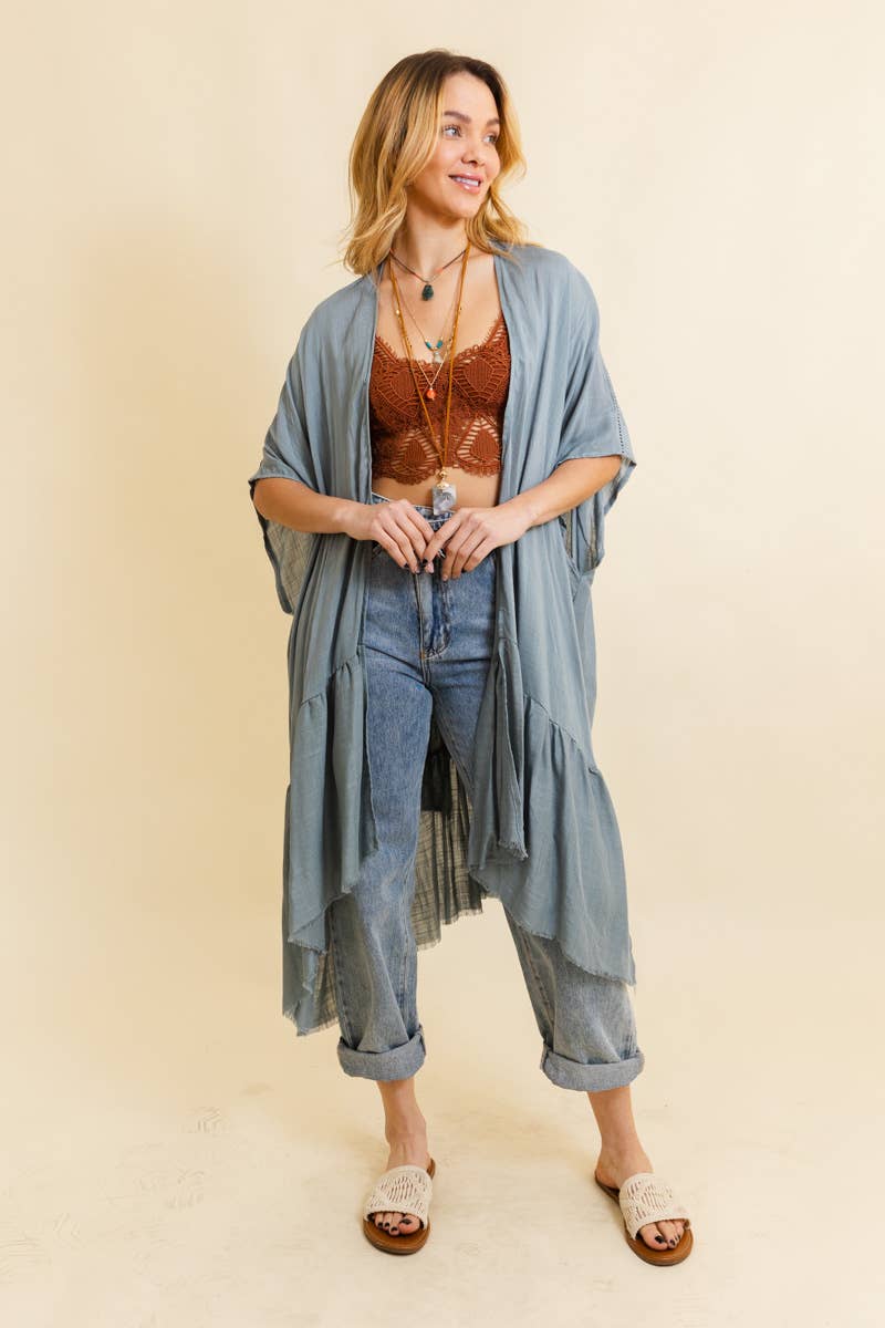 Kimono | Ruffle Edge | Blue