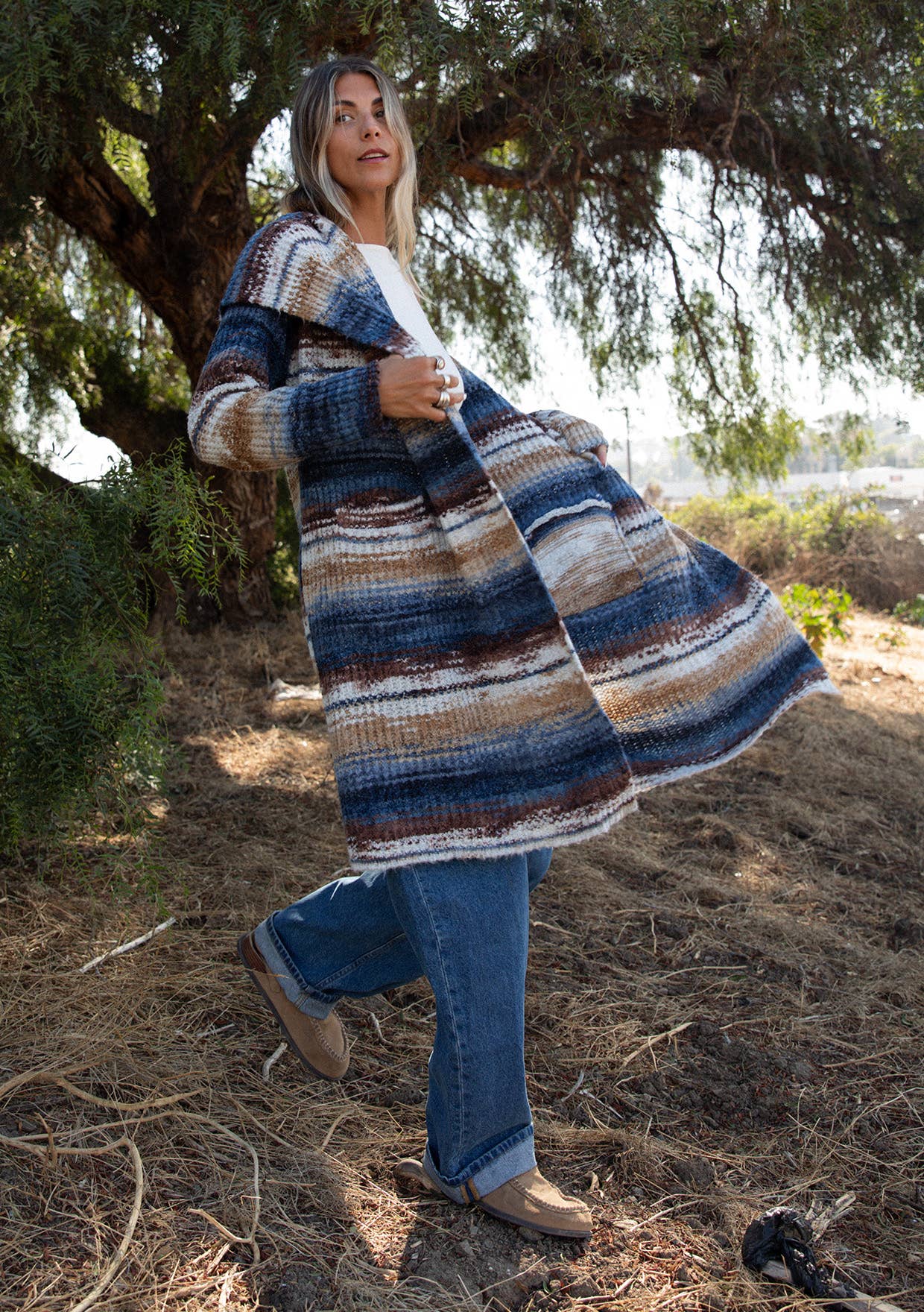 Hooded Sweater | Navy Stripe