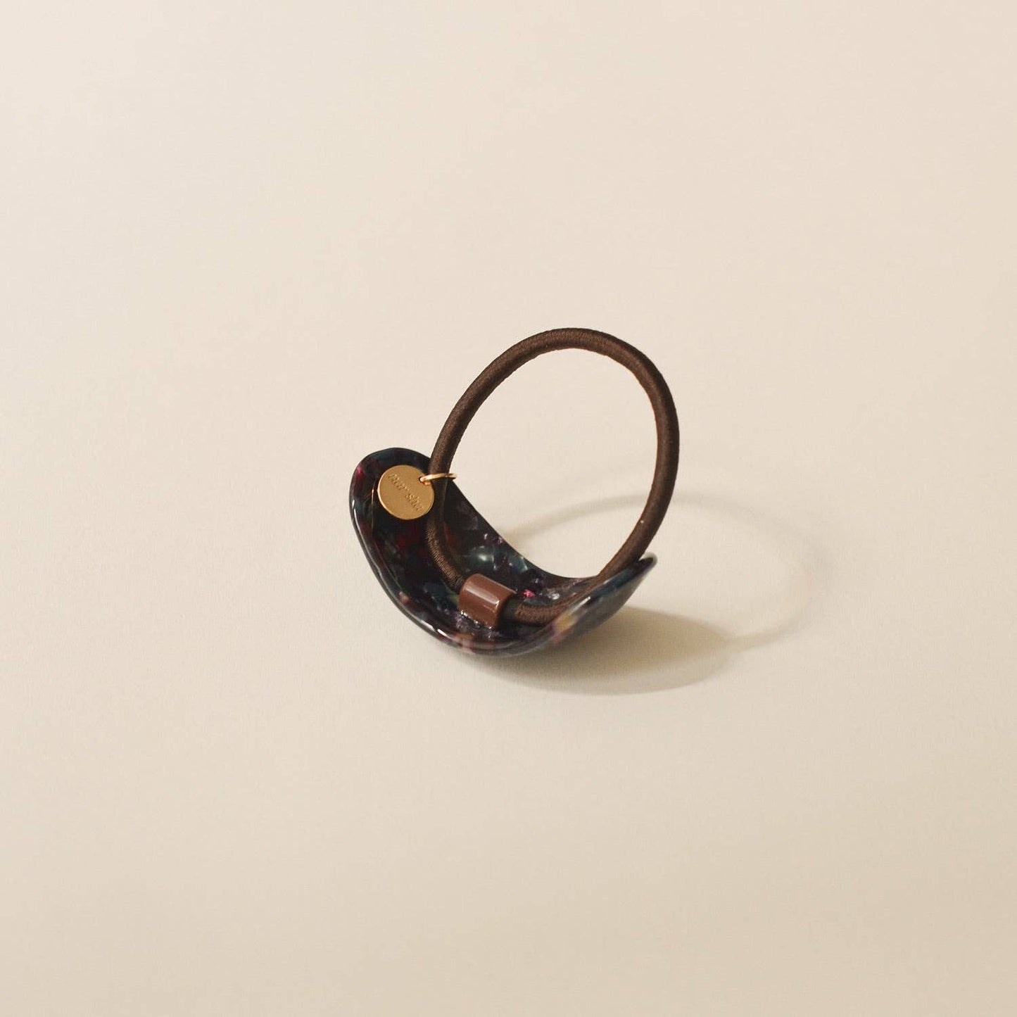Curved Oval Resin Ponytail Hair Tie | Midnight Blue