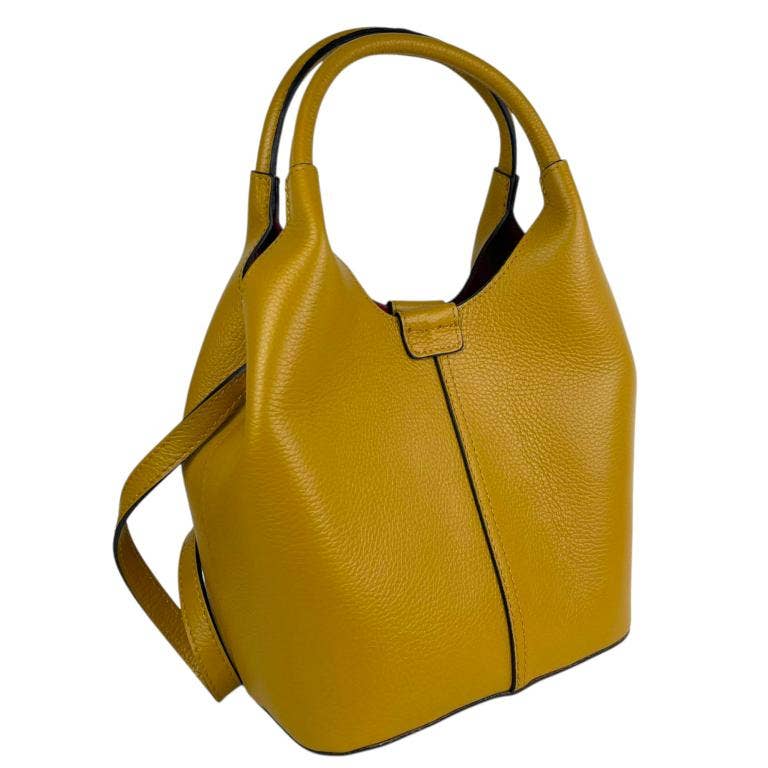 Italian Leather Bucket Style Handbag | Brown