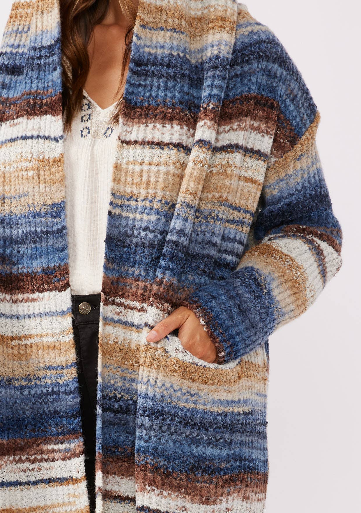 Hooded Sweater | Navy Stripe