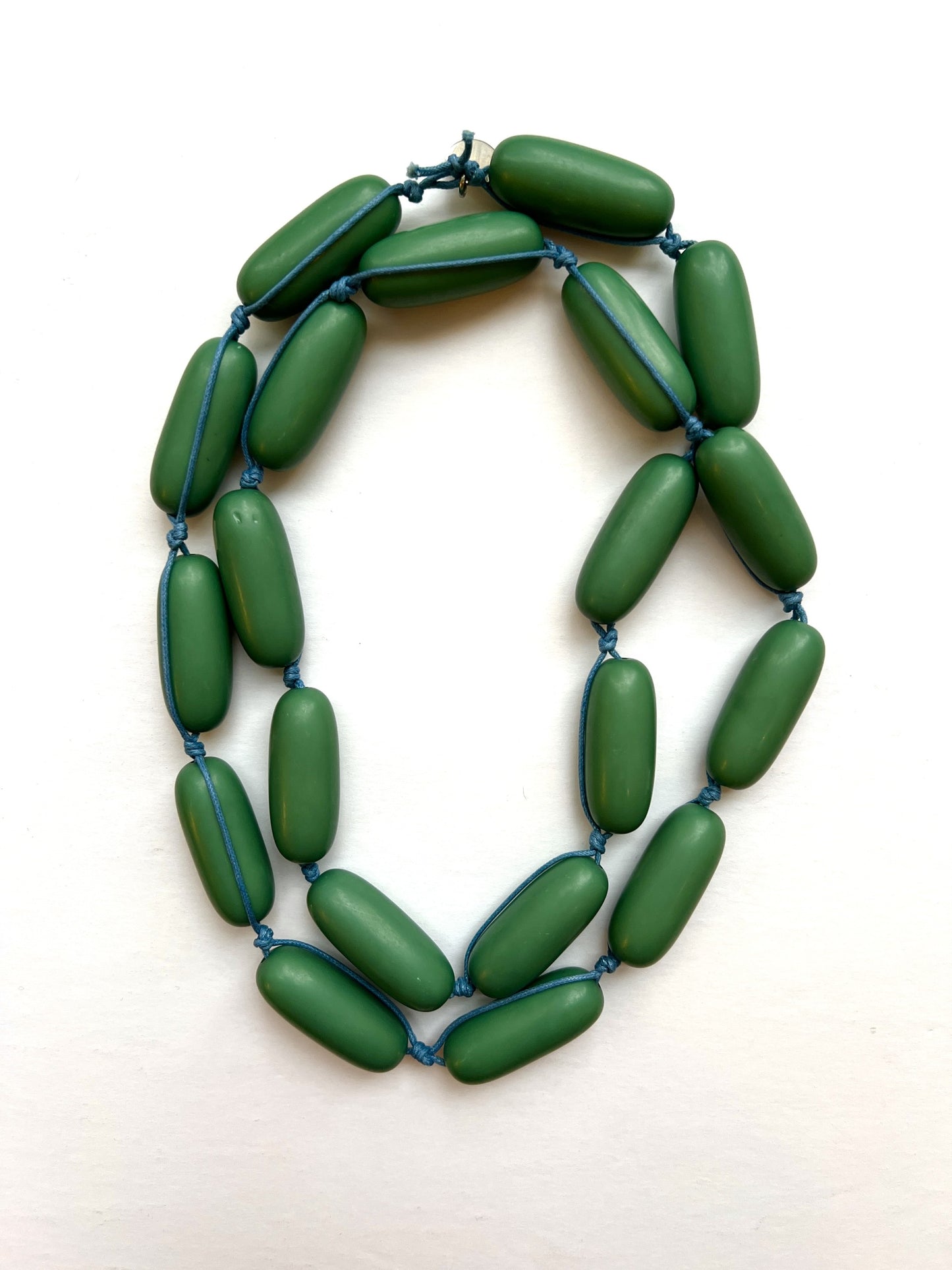 Resin Macrame Necklace | Grass on Cobalt Cord