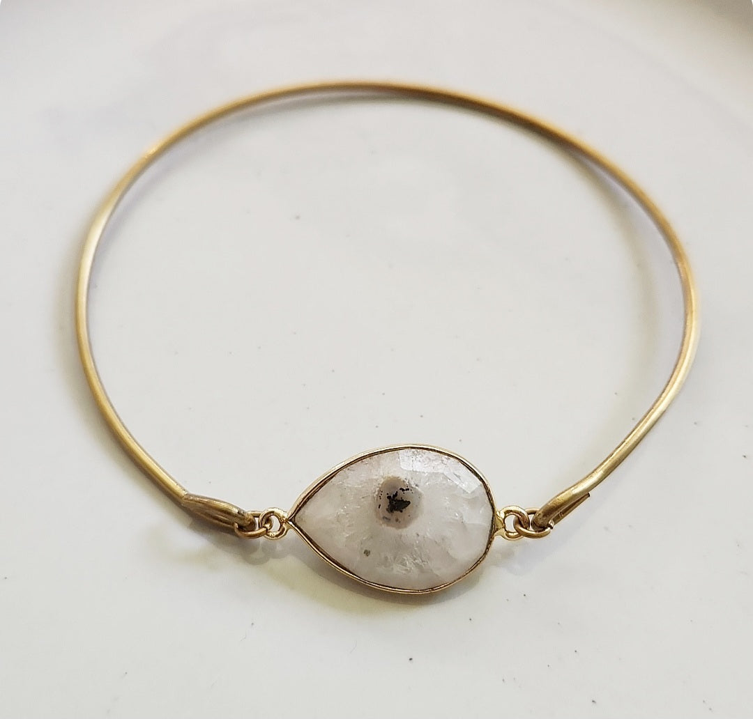 Solar Quartz + Brass Bangle
