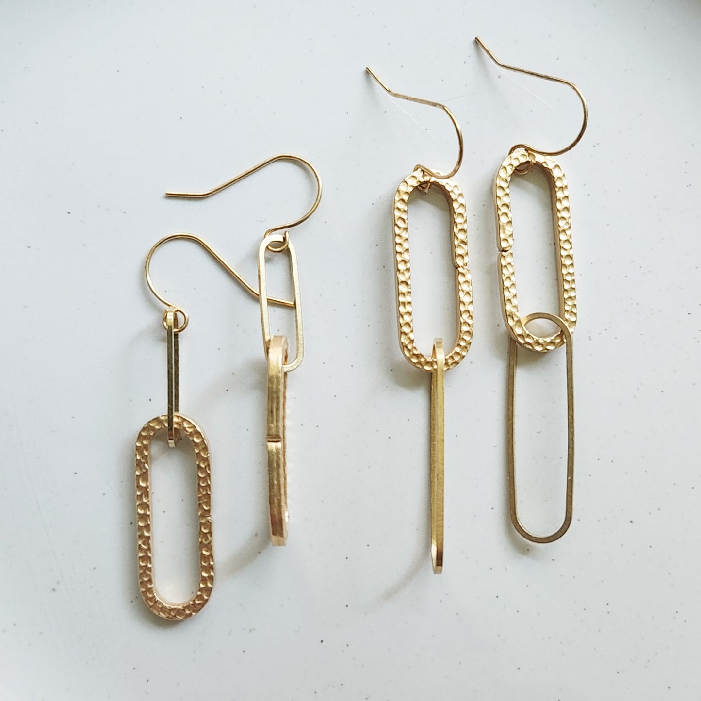 Textured Brass Oval Earrings