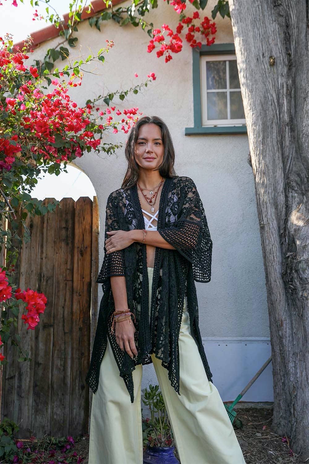 Kimono | Floral Lace | Black