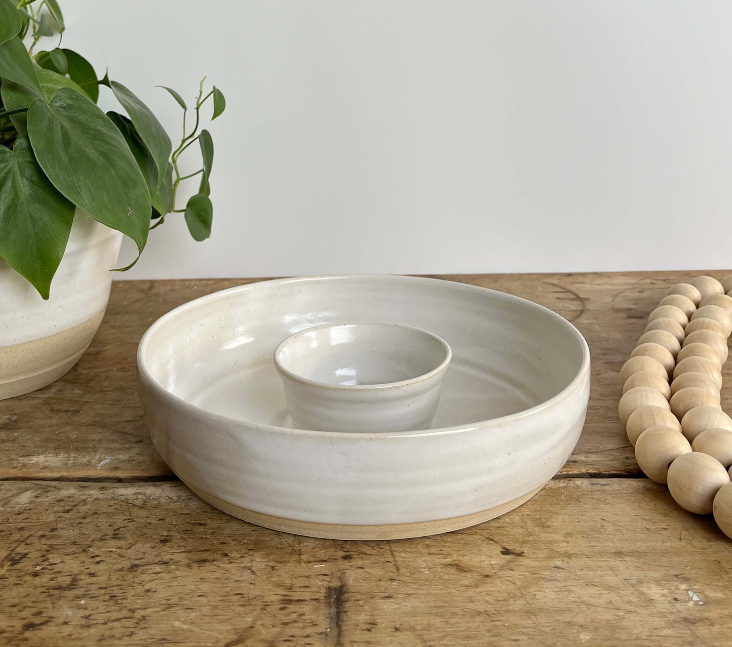 Small Ceramic Chip And Dip Tray | White