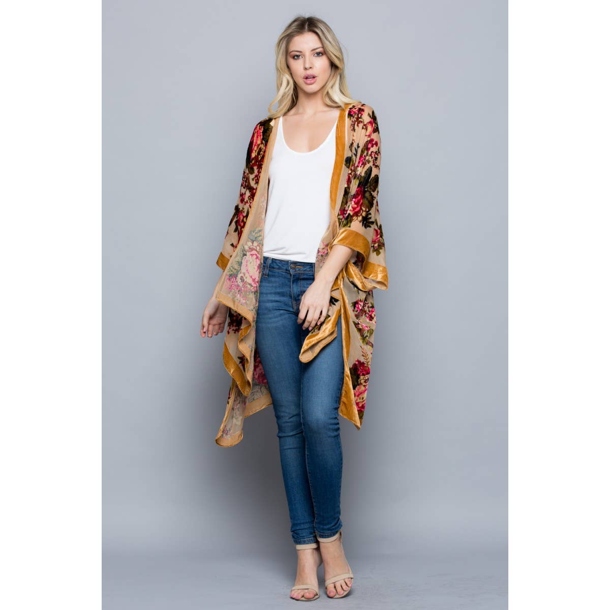 Kimono | Velvet | Golden Floral