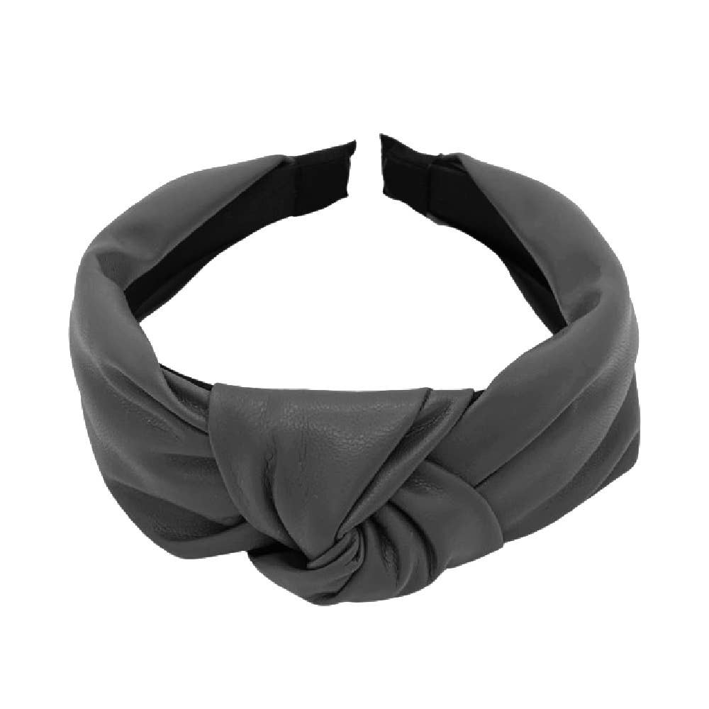 Grey Leather Headband