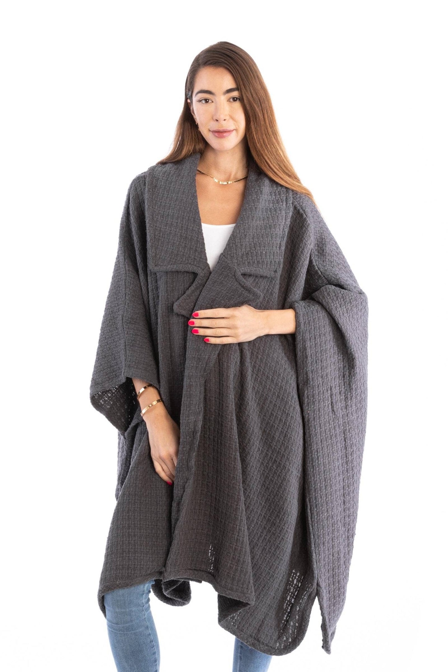 Kimono | Waffle Knit | Dark Grey