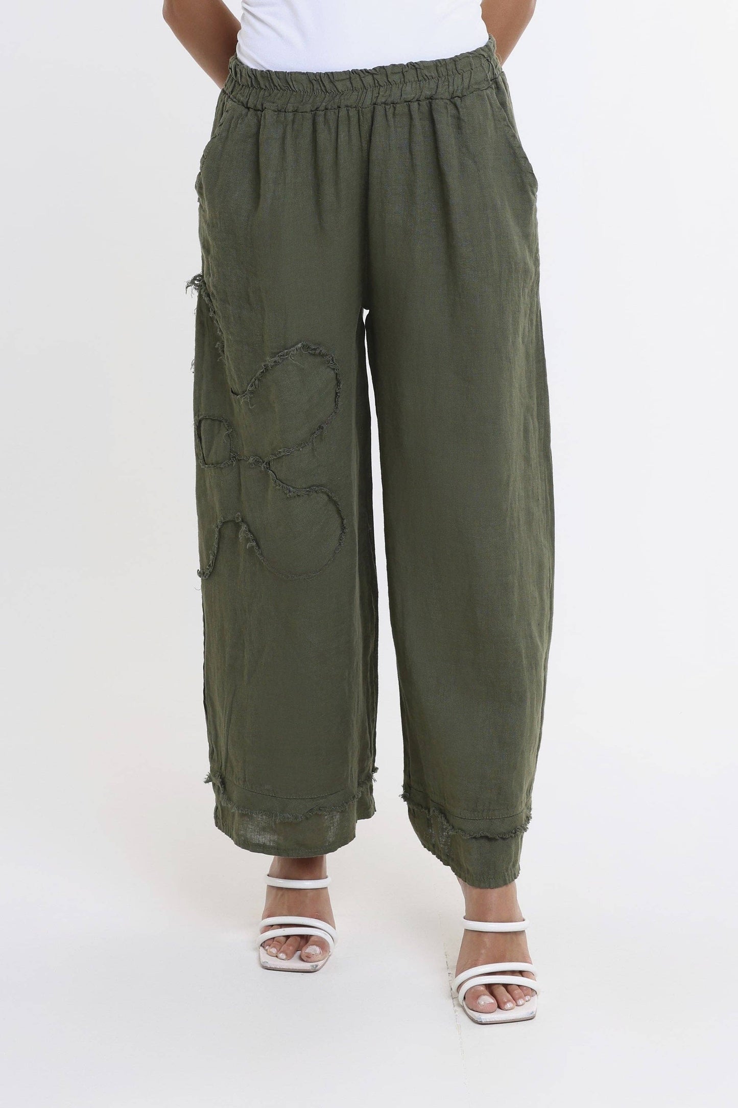 Raw Edge Linen Pant | Black