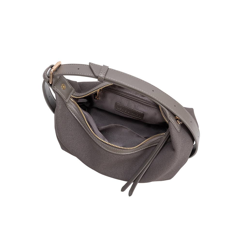 Recycled Vegan Suede Top Handle Bag | Gray