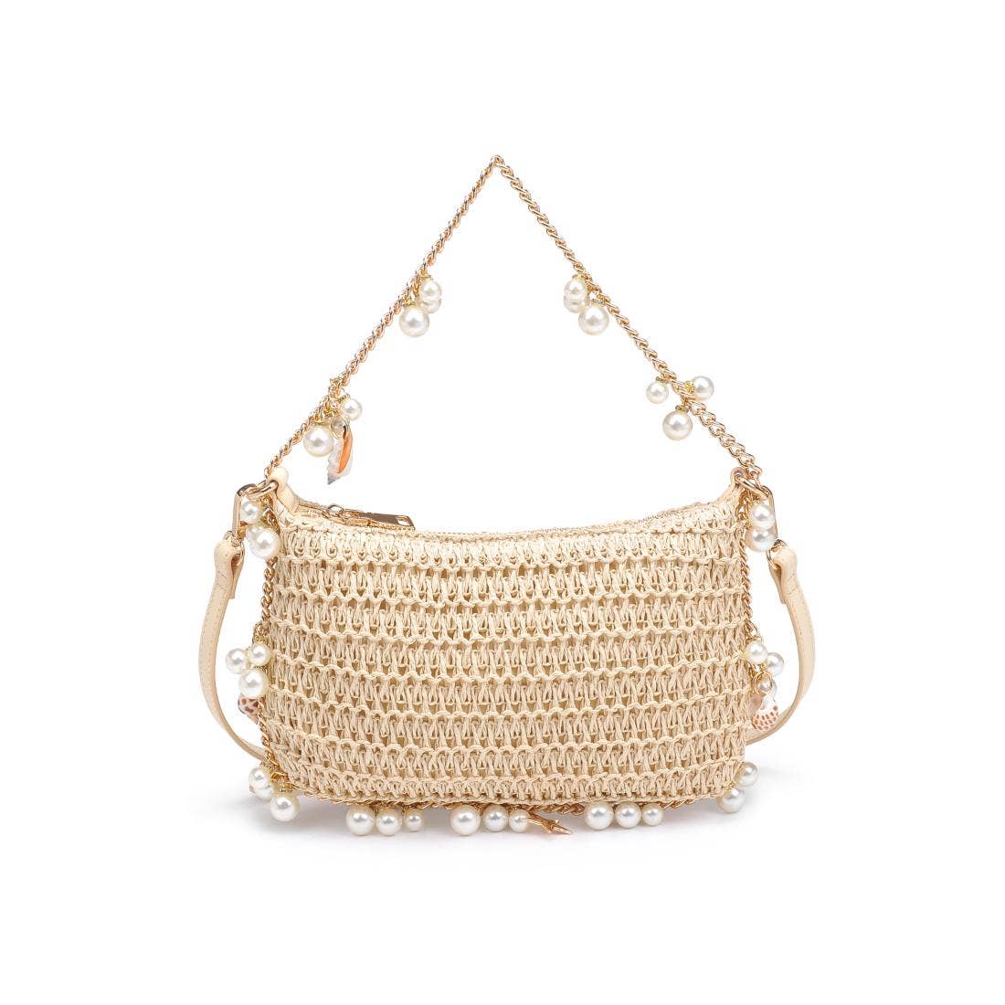 Embellished Raffia + Shell Handbag | Chocolate