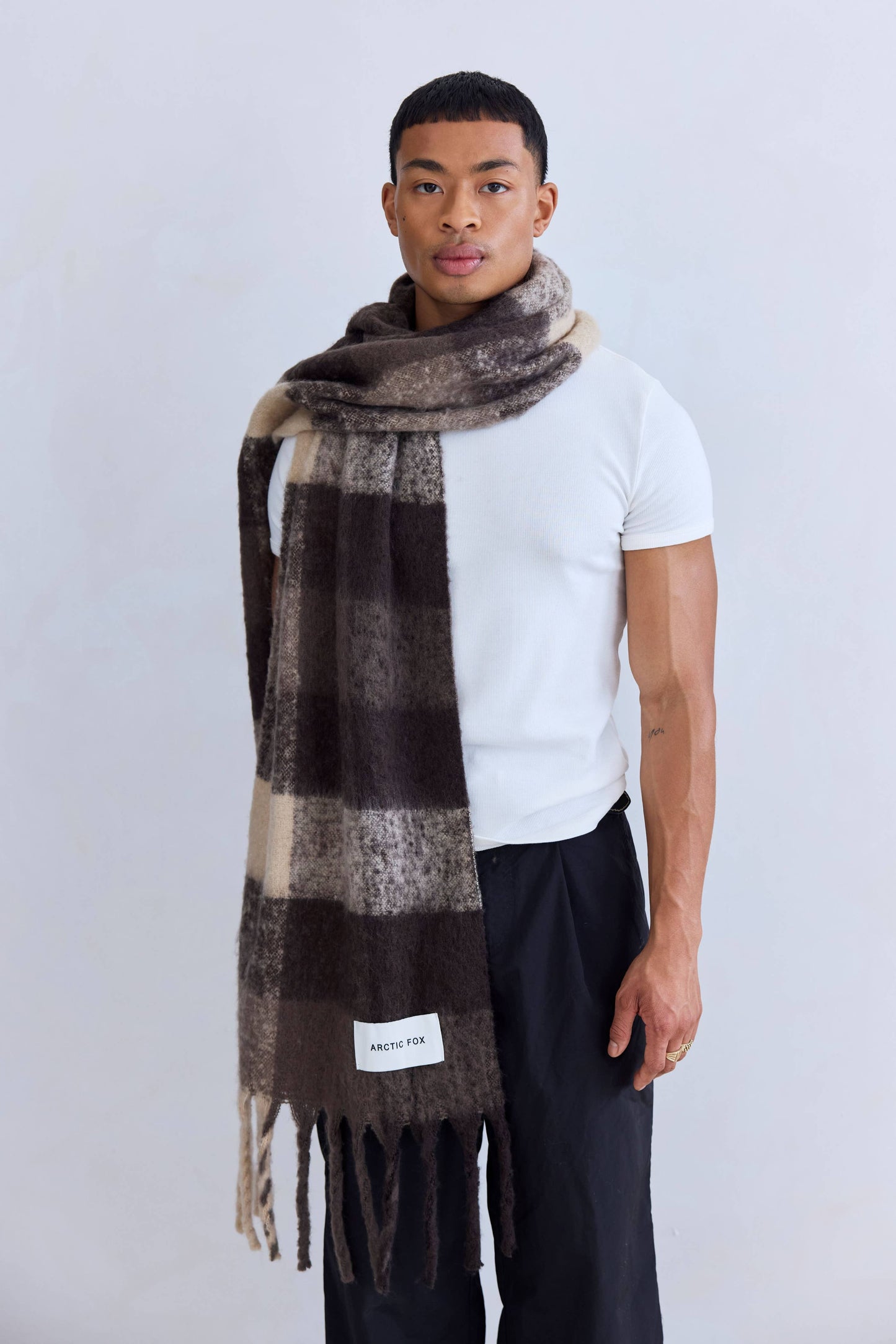Ultra Soft Recycled Scarf | Brown Check