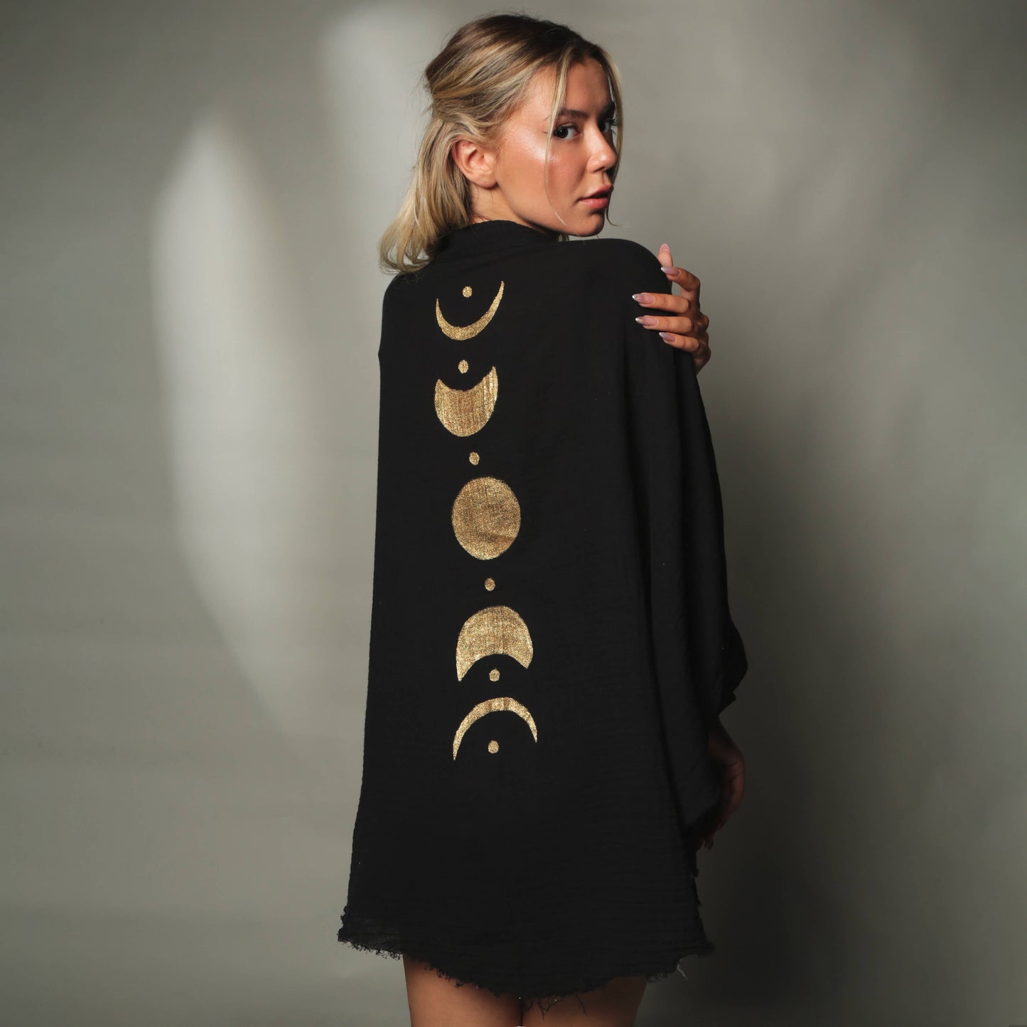 Kimono | Moon Phases | Black + Gold