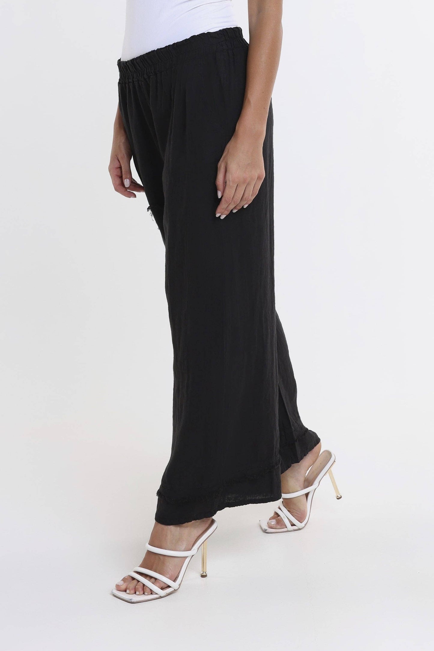 Raw Edge Linen Pant | Black