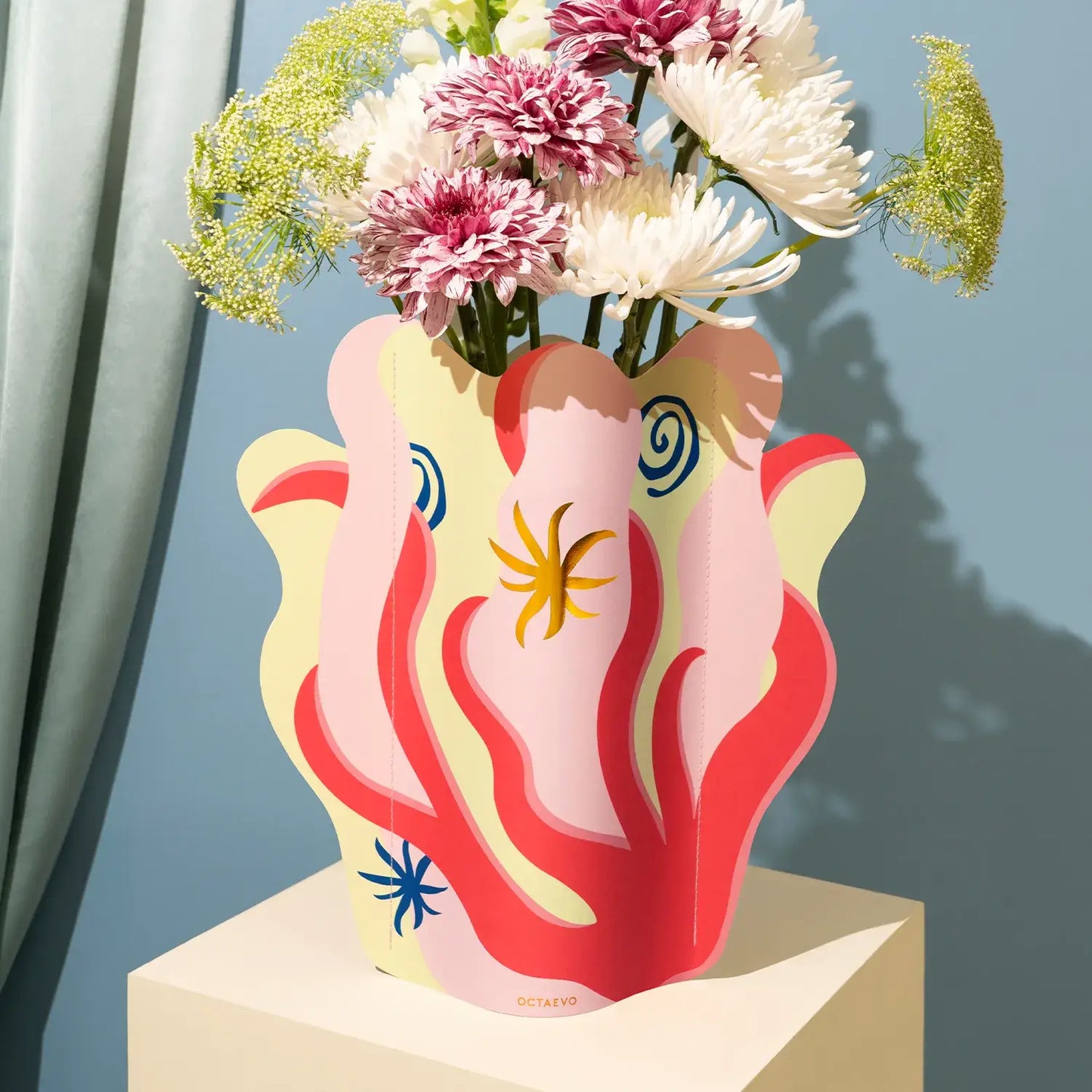 Paper Vase Amalfi Red, Flower Vase & Card Set