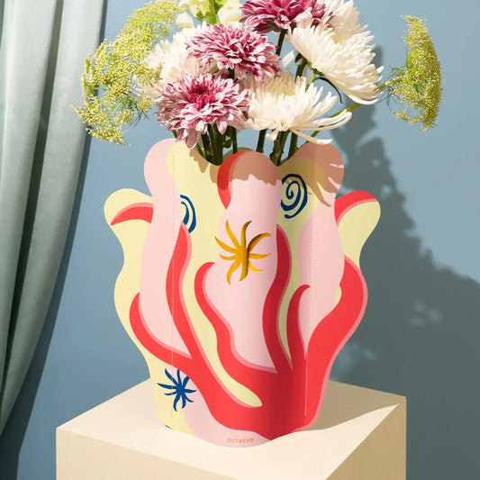Paper Vase Amalfi Red, Flower Vase & Card Set