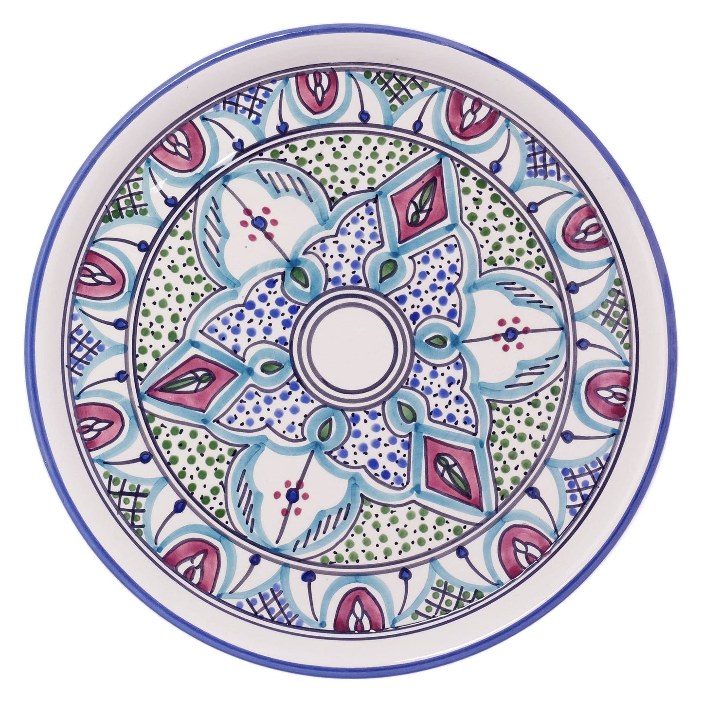 Hand Painted Ceramic Tapas Chip and Dip Server