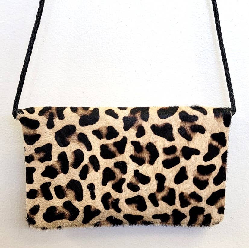 Boho Leather Crossbody Clutch Bag
