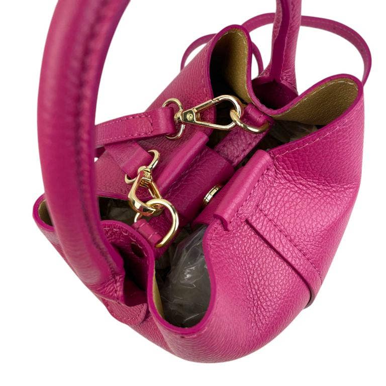 Italian Leather Bucket Handbag |  Electric Blue