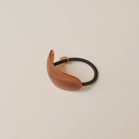 Curved Oval Resin Ponytail Hair Tie | Brown