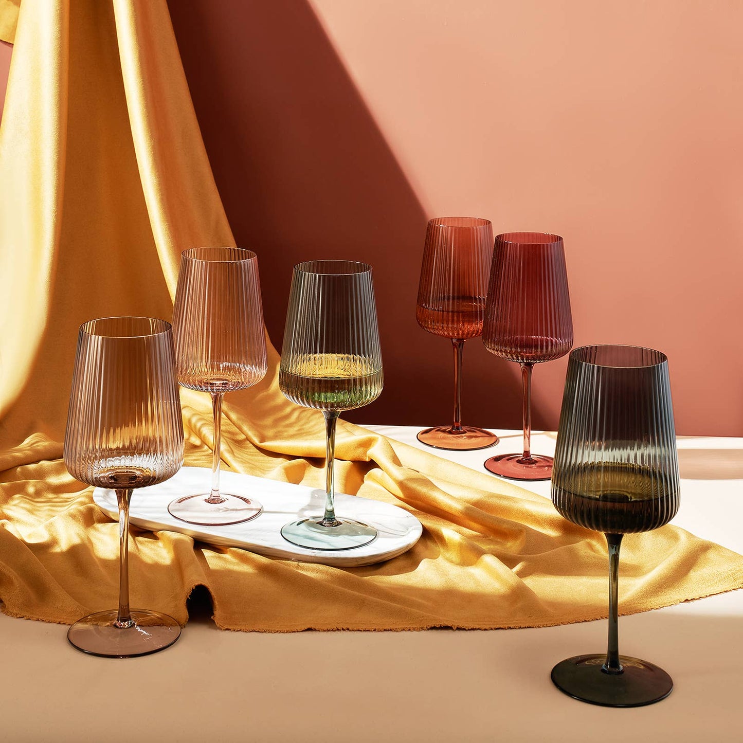 Muted Ribbed Wine Glass | 19 oz | Seasonal Color Collection