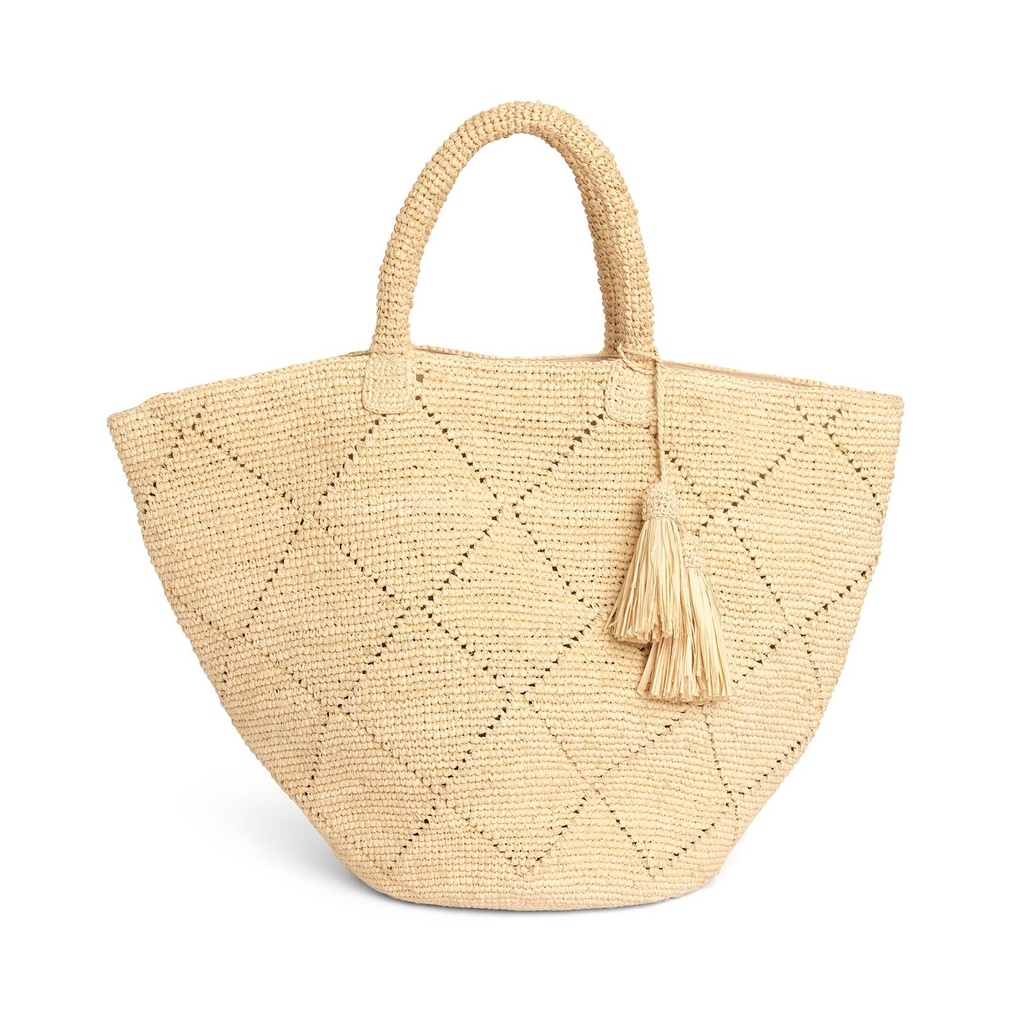Raffia Basket with Tassel - Natural