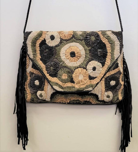 Boho Leather Crossbody Clutch Bag