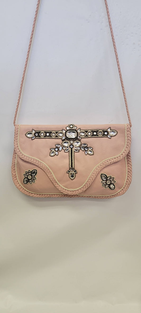 Boho Leather Crossbody Clutch Bag