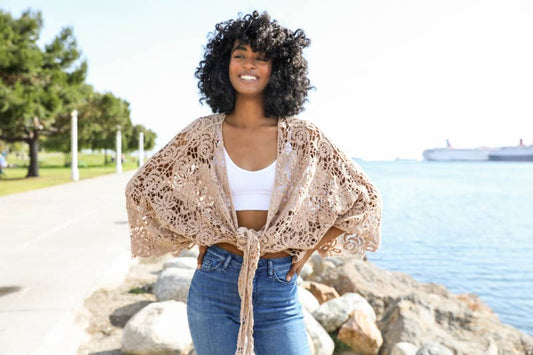 Crochet Kimono Wrap | Mocha