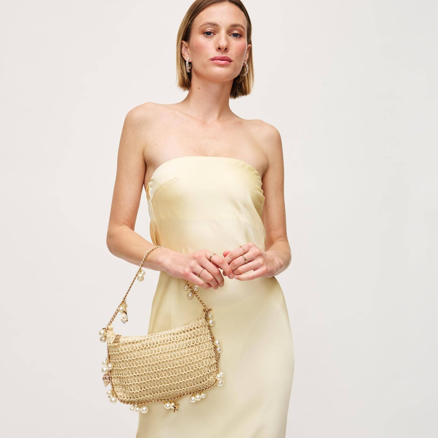 Embellished Raffia + Shell Handbag | Chocolate