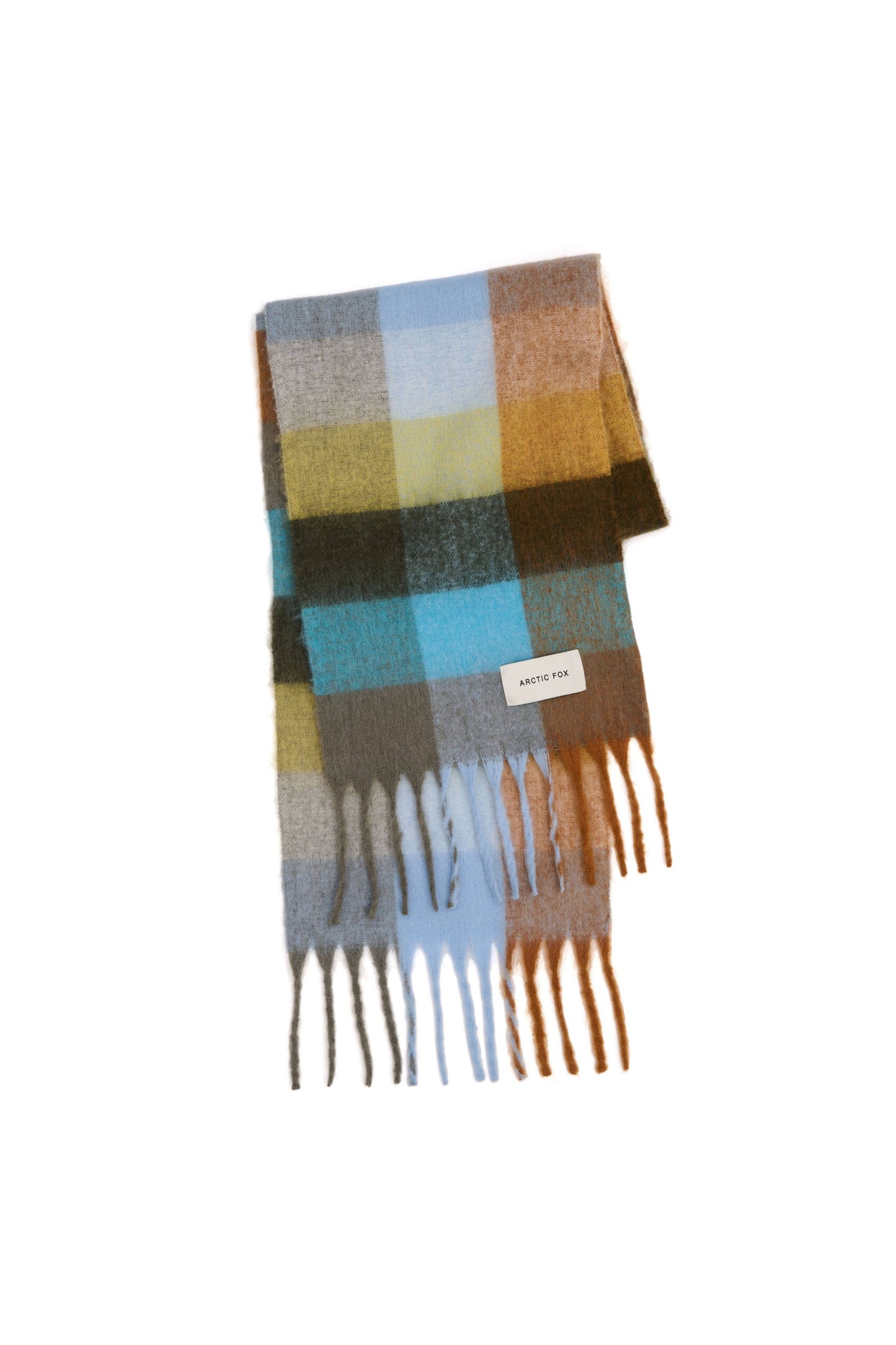 Ultra Soft Recycled Scarf | Blue + Orange Plaid