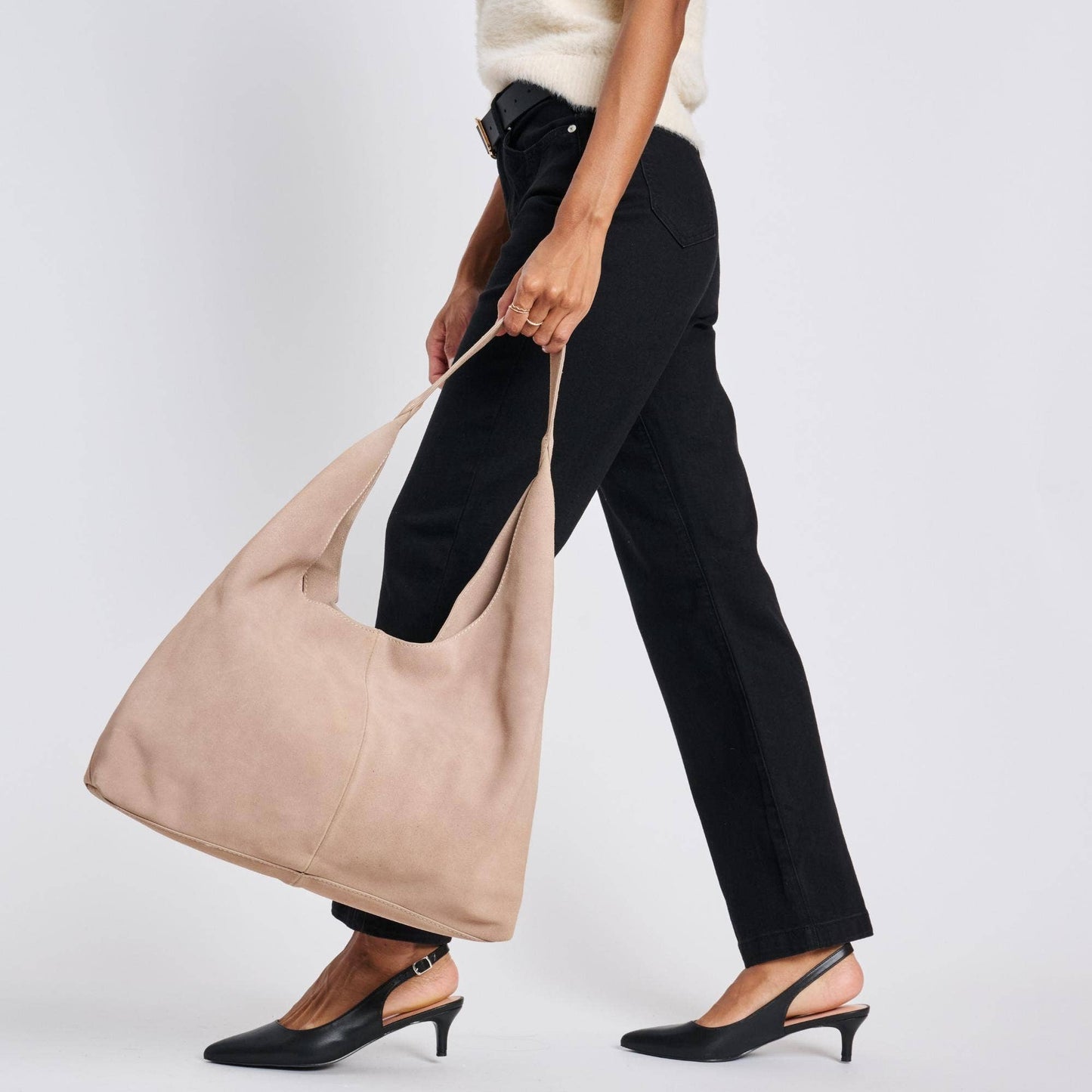 Genuine Suede Leather Hobo |Natural