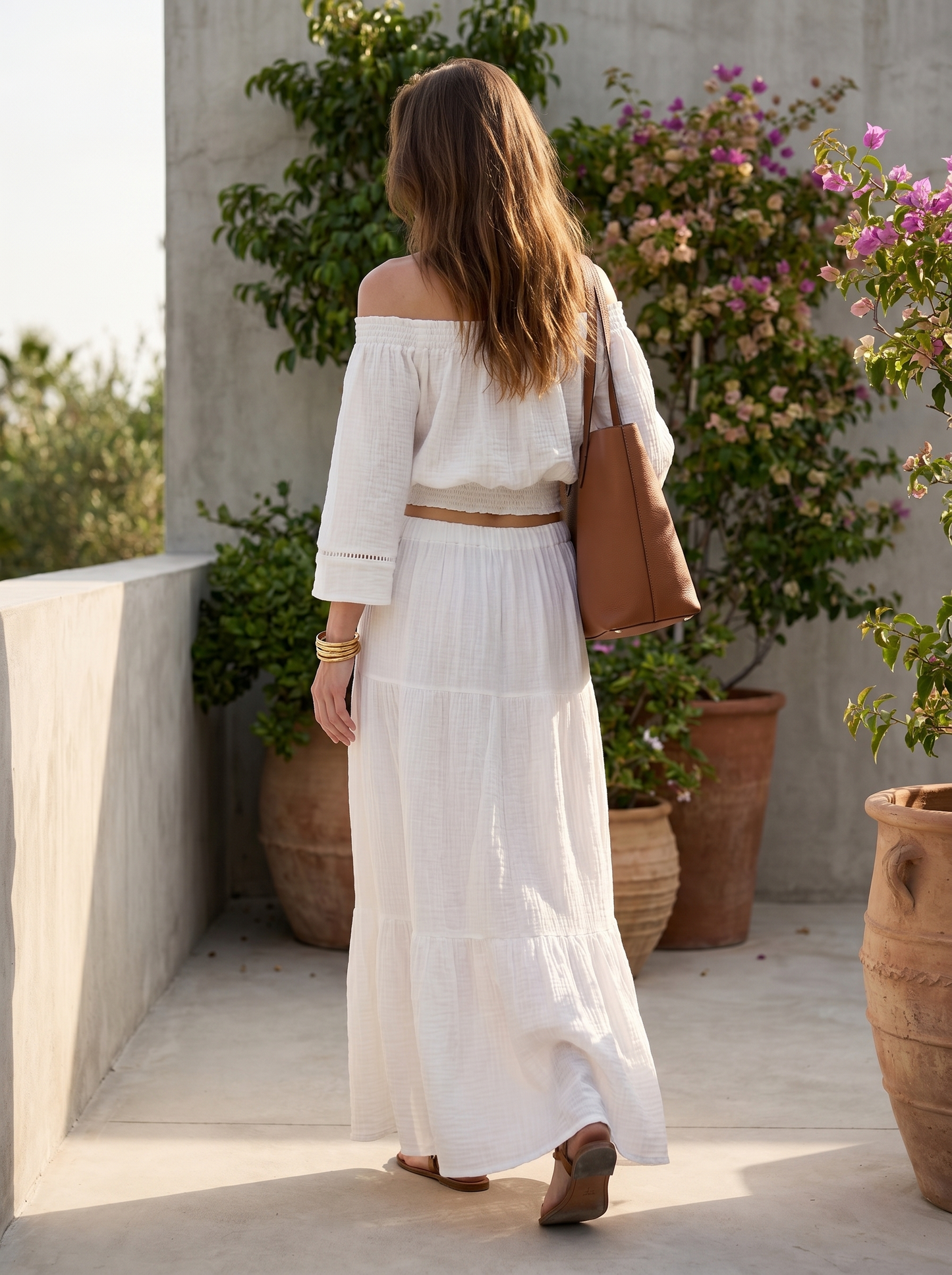 Artisan Cotton Skirt + Blouse Set | Nude Pink