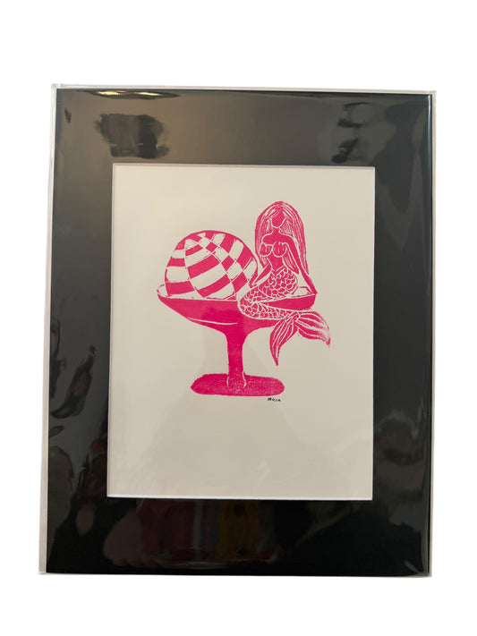 Matted Art Print | Disco Mermaid