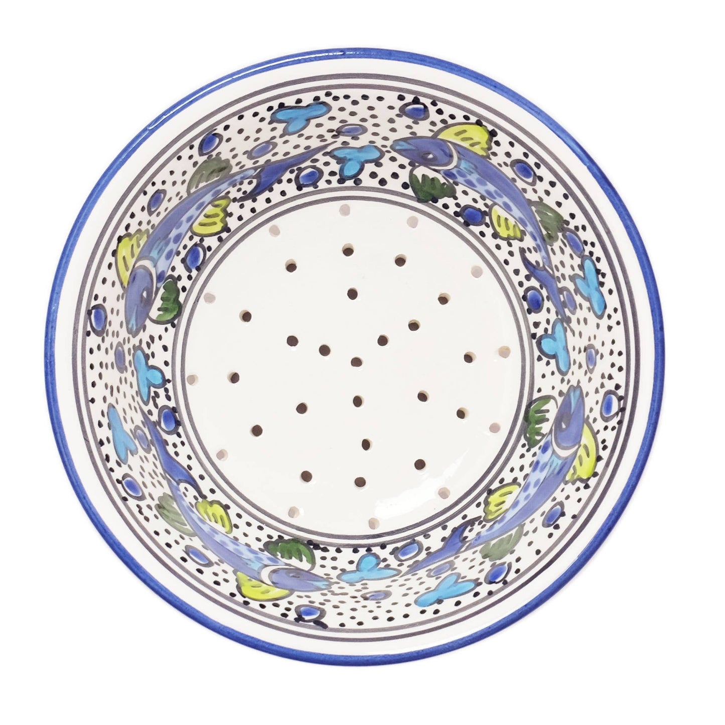 Small Ceramic Berry Bowl Strainer | Fish