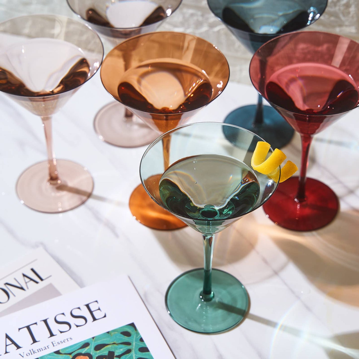 Colored Martini & Cocktail Crystal Glasses | Set of 6 | 10oz