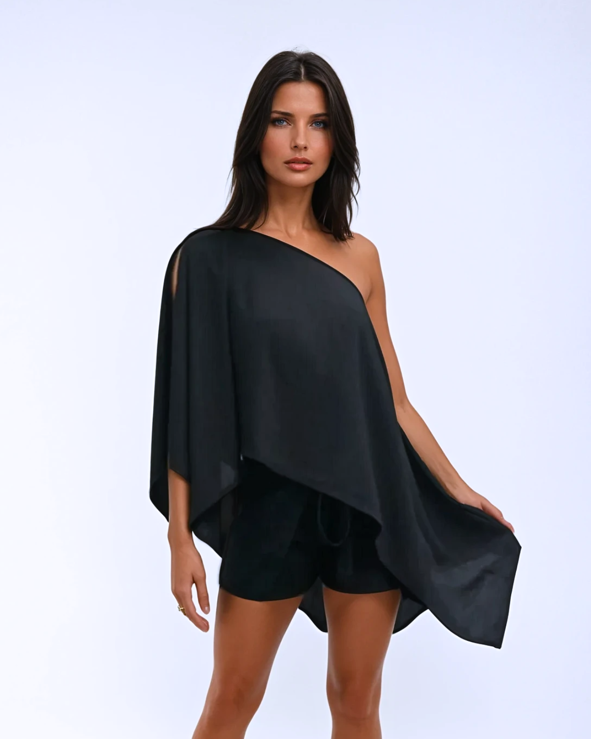 Cape Top | Black Linen | Extra Coverage