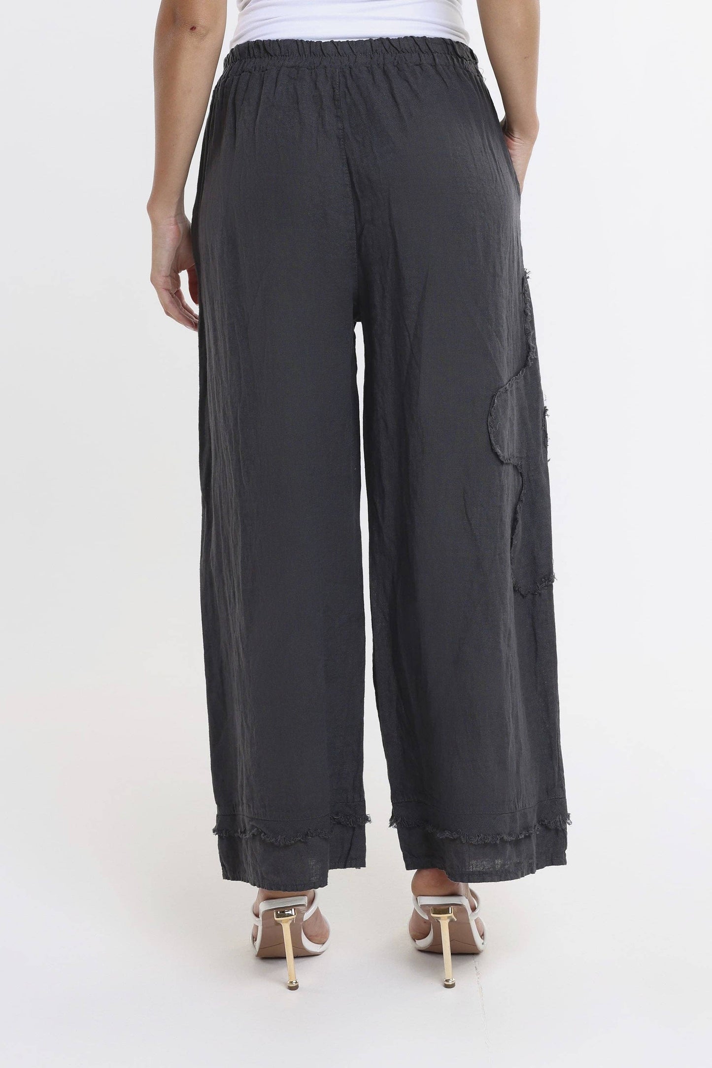 Raw Edge Linen Pant | Black